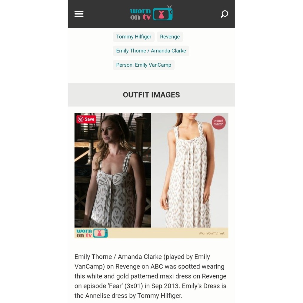 Tommy Hilfiger Annelise Maxi Dress ASO TV Emily Van camp Revenge Ep. Fear Size 0